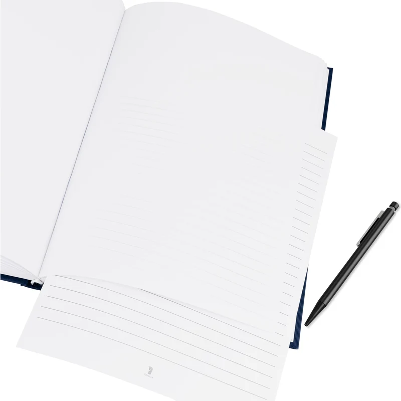 S.O.H.O. Notizbuch | A4 | Hardcover | Blankoseiten & Linienblatt | navy-blau