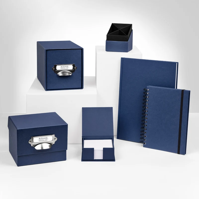 S.O.H.O. Notizbuch | A4 | Hardcover | Blankoseiten & Linienblatt | navy-blau