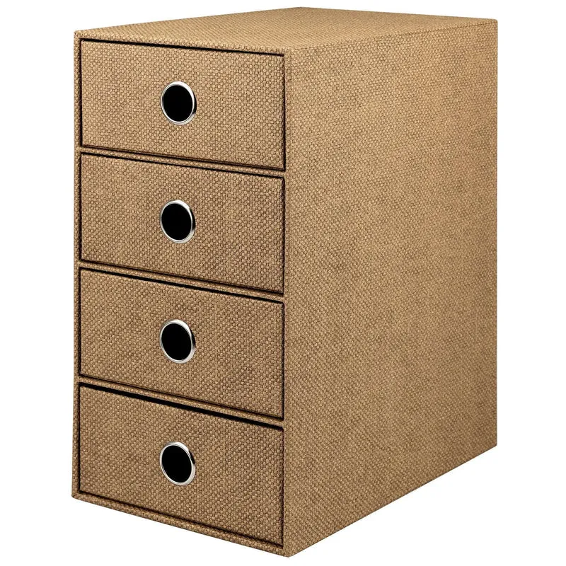 S.O.H.O. Schubladenbox | A5 | DIN lang | 4 Fächer | haselnuss-braun