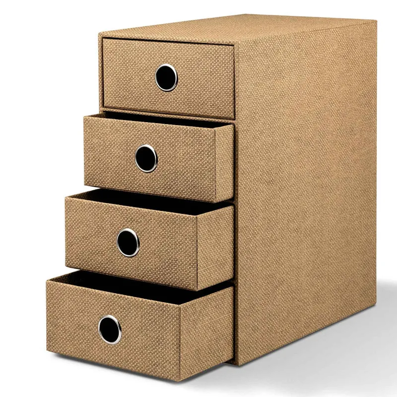 S.O.H.O. Schubladenbox | A5 | DIN lang | 4 Fächer | haselnuss-braun
