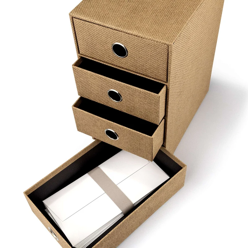 S.O.H.O. Schubladenbox | A5 | DIN lang | 4 Fächer | haselnuss-braun