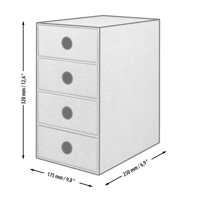 S.O.H.O. Schubladenbox | A5 | DIN lang | 4 Fächer | haselnuss-braun