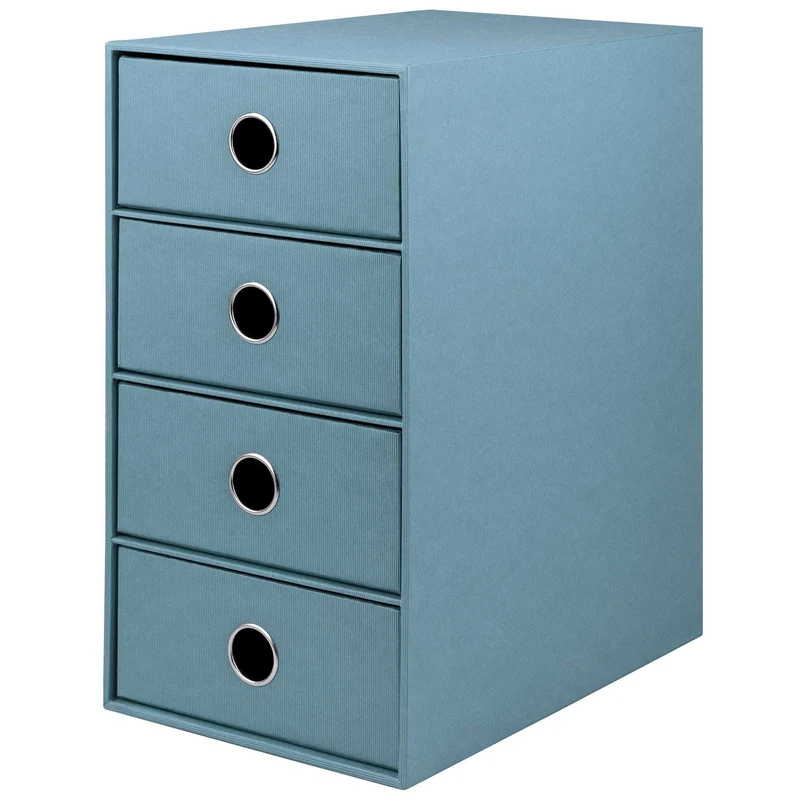 S.O.H.O. Schubladenbox | A5 | DIN lang | 4 Fächer | denim-blau