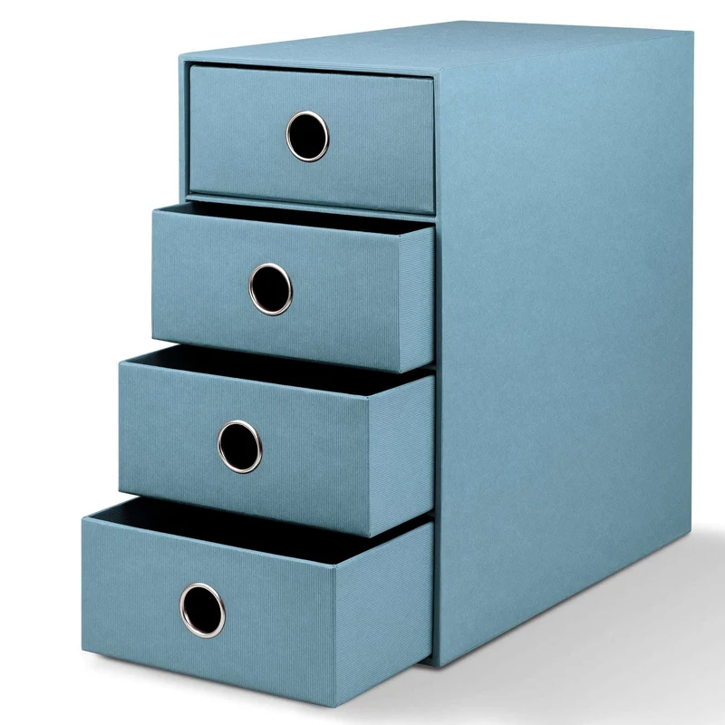 S.O.H.O. Schubladenbox | A5 | DIN lang | 4 Fächer | denim-blau