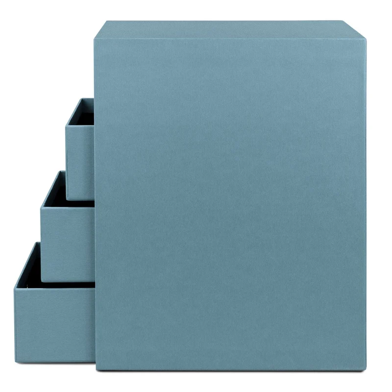 S.O.H.O. Schubladenbox | A5 | DIN lang | 4 Fächer | denim-blau