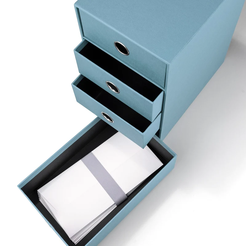 S.O.H.O. Schubladenbox | A5 | DIN lang | 4 Fächer | denim-blau