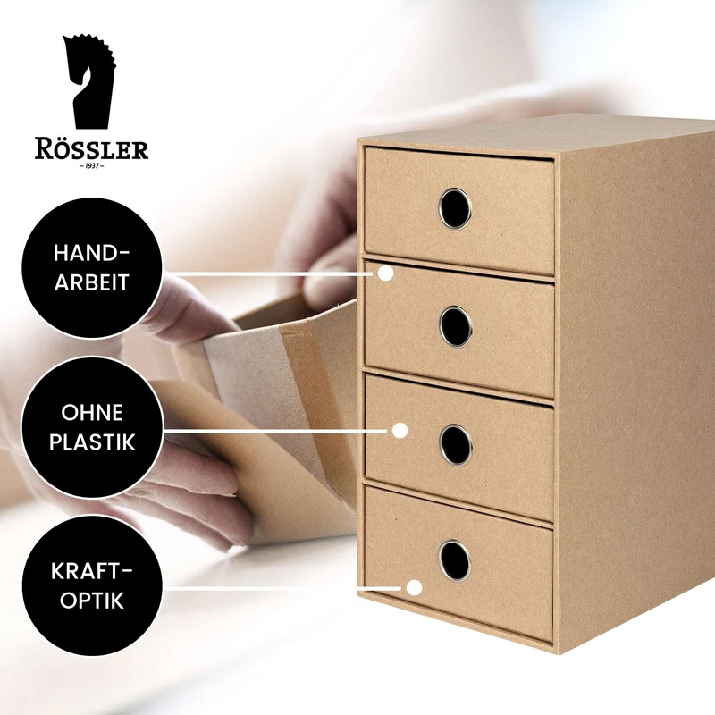 S.O.H.O. Schubladenbox | A5 | DIN lang | 4 Fächer | kraft
