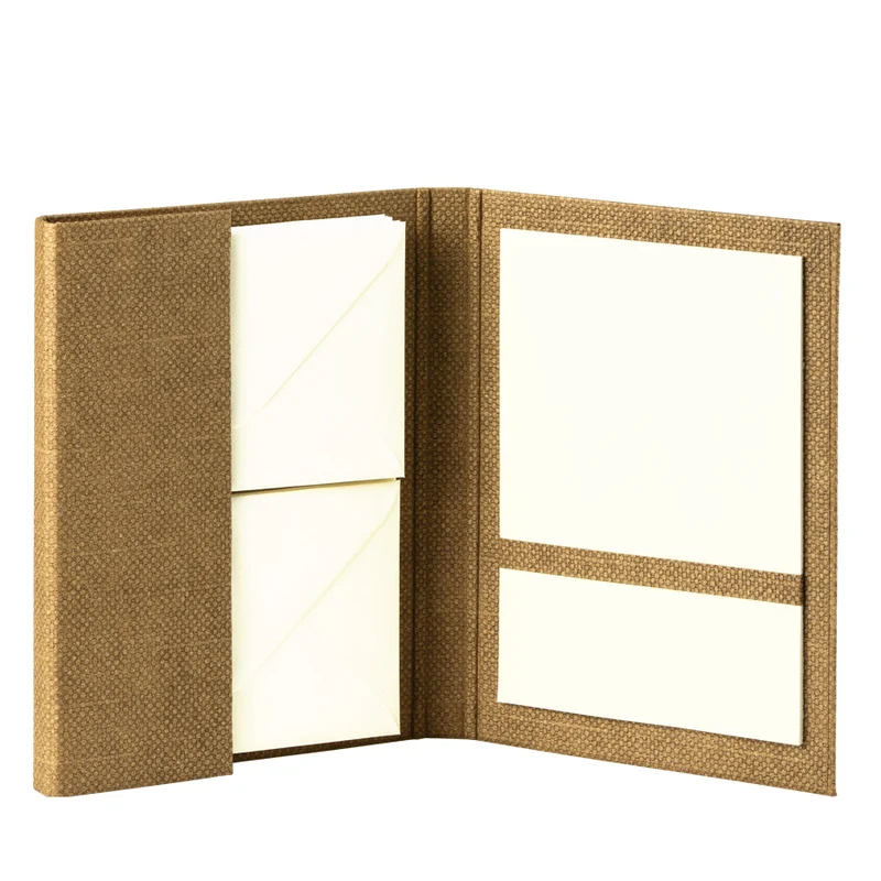 Briefpapier Mappe | A5 | Edles Briefpapier mit Umschlag | 15 Stück | haselnuss-braun