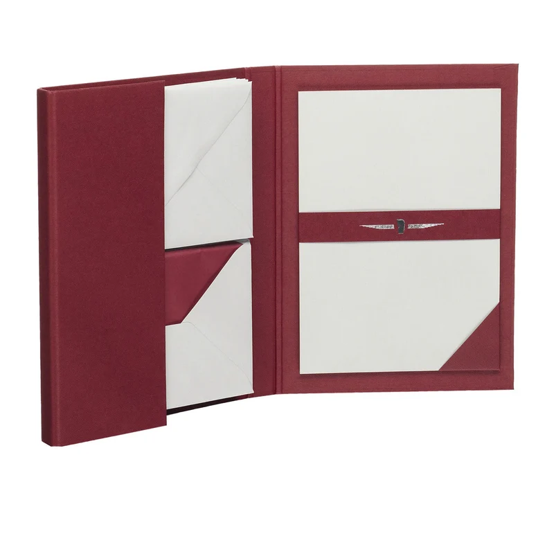 Briefpapier Mappe | A5 | Edles Briefpapier mit Umschlag | 15 Stück | rot