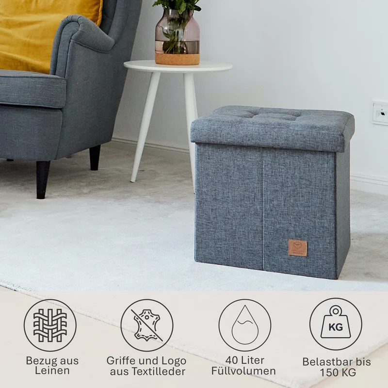 LOVE IT STORE IT Sitzhocker mit Stauraum, 38x38x38 cm – PREMIUM