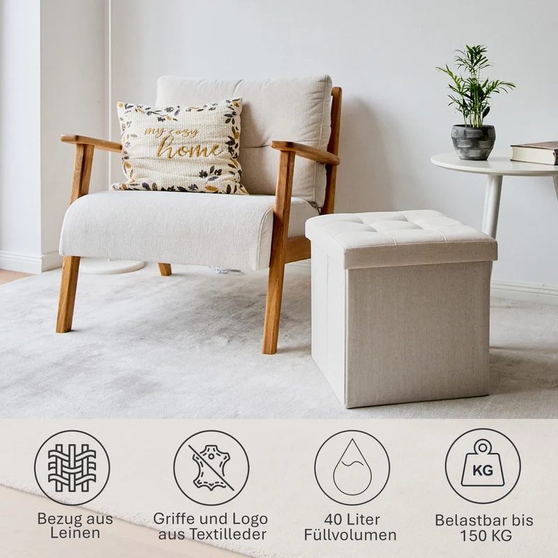 LOVE IT STORE IT Sitzhocker mit Stauraum, 38x38x38 cm – PREMIUM