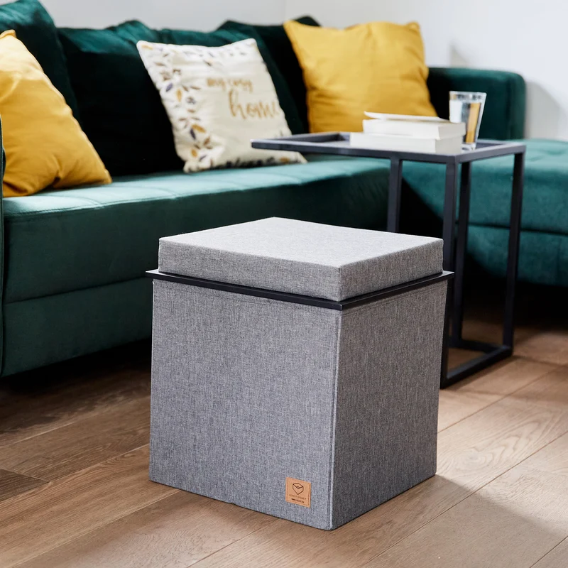 LOVE IT STORE IT 3-in-1 Sitzhocker mit Stauraum – PREMIUM GRAU