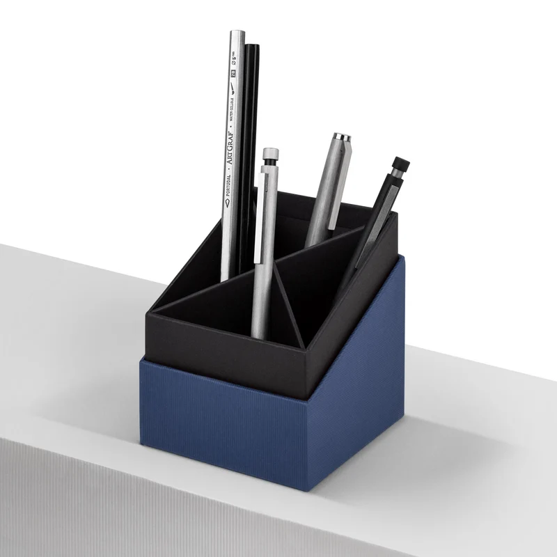 S.O.H.O. Stifteköcher | 4 Fächer | 8,6x10x8,6cm | navy-blau