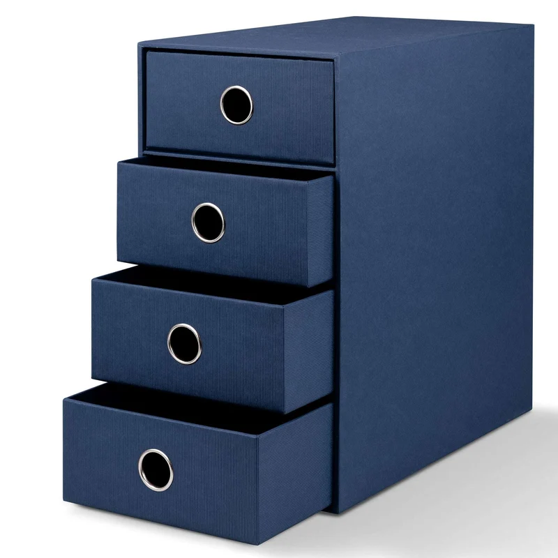 S.O.H.O. Schubladenbox | A5 | DIN lang | 4 Fächer | navy-blau