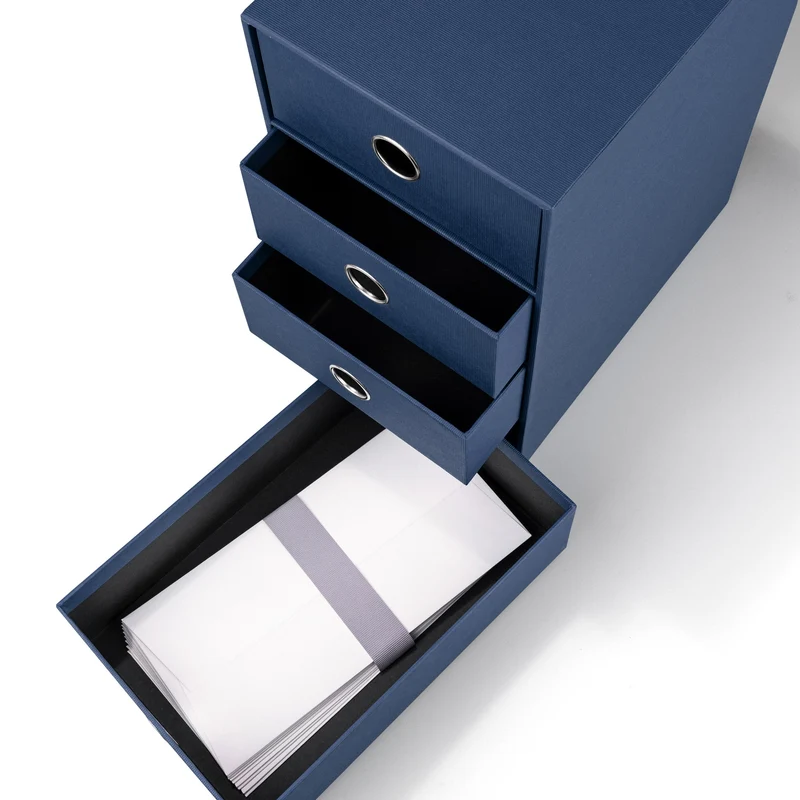 S.O.H.O. Schubladenbox | A5 | DIN lang | 4 Fächer | navy-blau