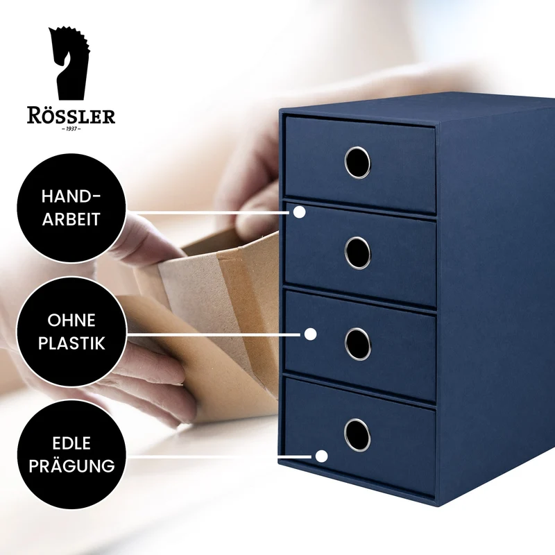 S.O.H.O. Schubladenbox | A5 | DIN lang | 4 Fächer | navy-blau