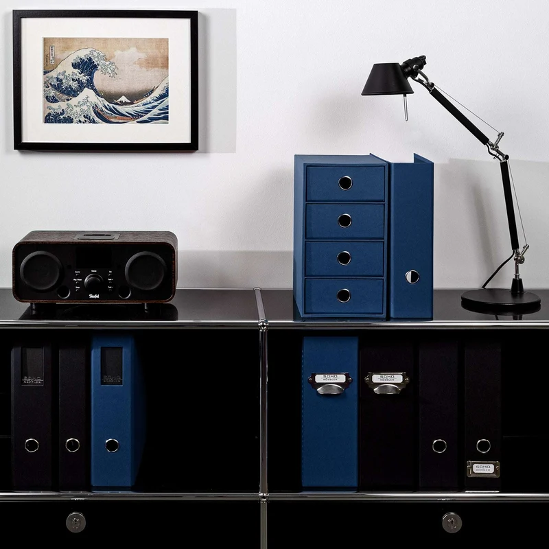 S.O.H.O. Schubladenbox | A5 | DIN lang | 4 Fächer | navy-blau