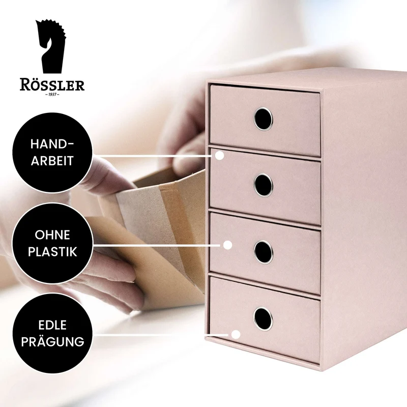 S.O.H.O. Schubladenbox | A5 | DIN lang | 4 Fächer | powder-rosa