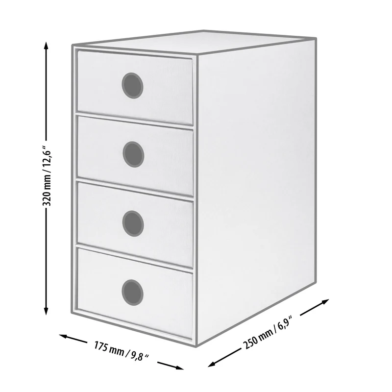 S.O.H.O. Schubladenbox | A5 | DIN lang | 4 Fächer | taupe